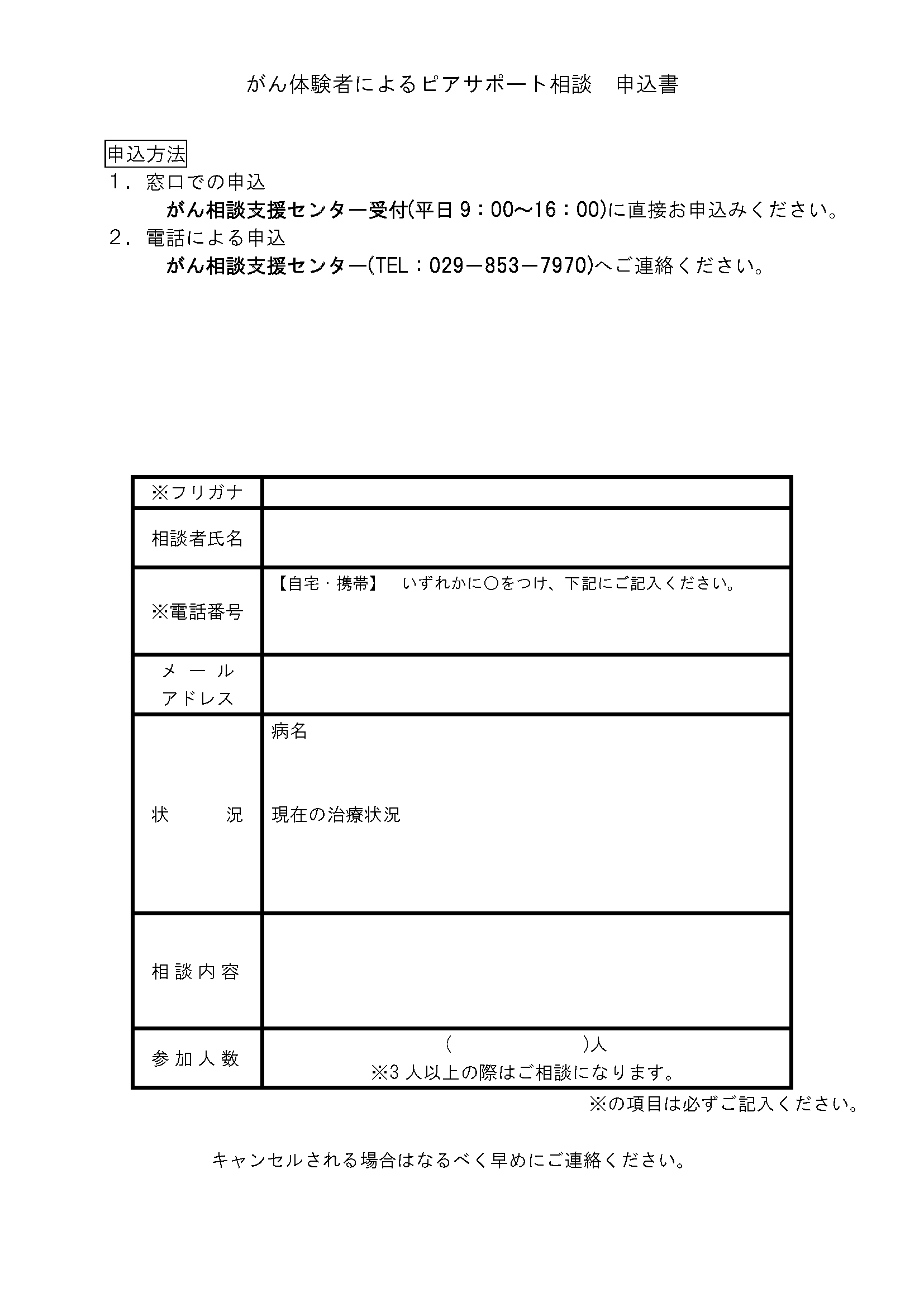 がんピアサポート相談 2022/4/7（木）