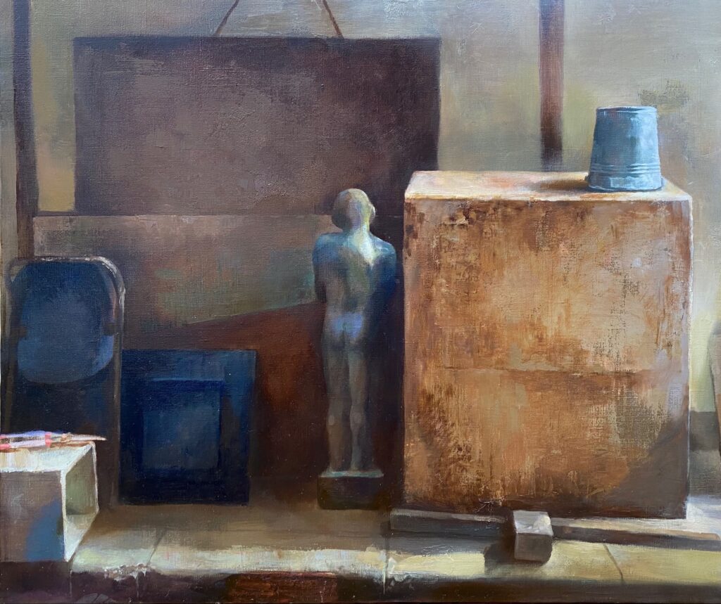 《彫刻と錆びれた物のある風景》西原美萌