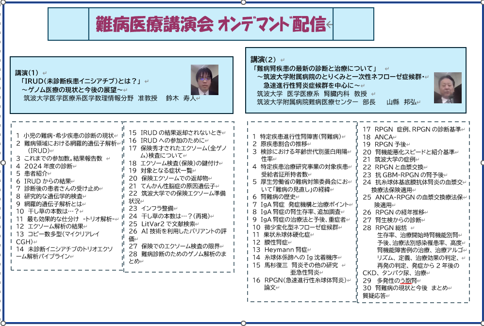令和7年2月9日難病医療講演会オンデマンド配信講演項目